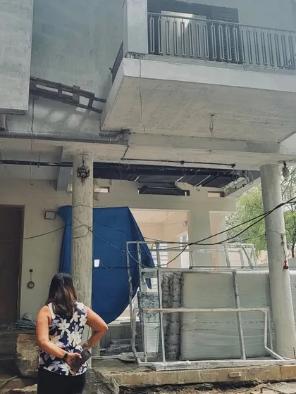 Co-founder Gayathri Shetty on-site at a residential project in Koramangala. Her direct involvement ensures that the design intent is carried through every stage of construction, from the foundation to the finishing touches.