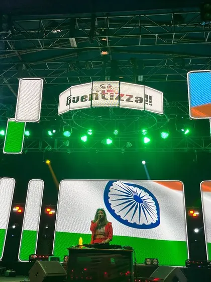 On stage celebrating India's T20 World Cup victory with a massive crowd. I can tailor my sets for special occasions and national celebrations.