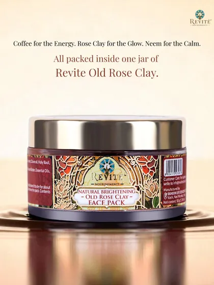 Coffee for energy, Rose Clay for the glow, and Neem for the calm. It's all packed inside one jar of my Old Rose Clay face pack, formulated with certified vegan and organic ingredients.