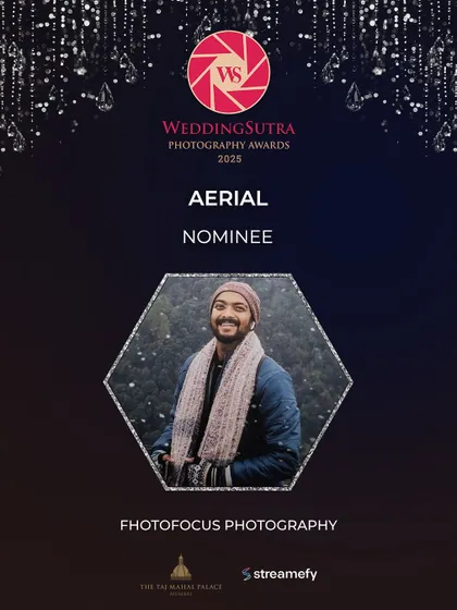 Our official nominee announcement for the Aerial Photography category, a testament to our skill in using drone photography to create breathtaking perspectives.