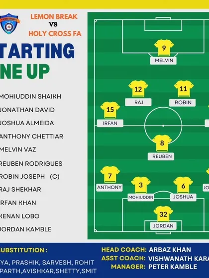 The lineup for our fifth game, demonstrating our consistent tactical approach and player rotation.