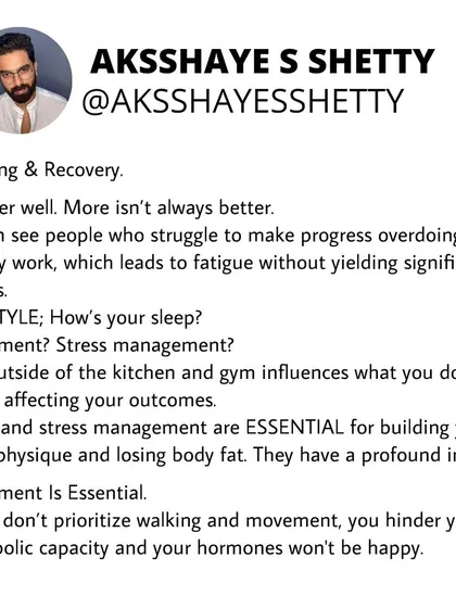 Training and recovery are two sides of the same coin. More isn't always better. Proper sleep, stress management, and daily movement are essential for building your ideal physique and losing body fat.
