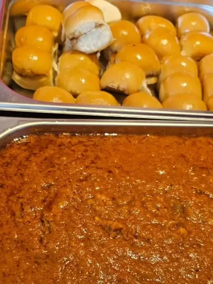 A tray of our mini pav bhaji, ready to be served. The small size makes them a perfect appetizer or snack for events of all kinds.