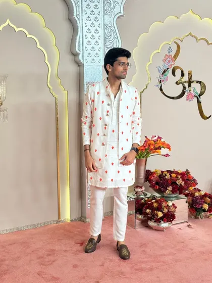 Dressed for the occasion at the Ambani wedding celebrations. I believe in blending in with the event's decor and theme while making the music stand out.