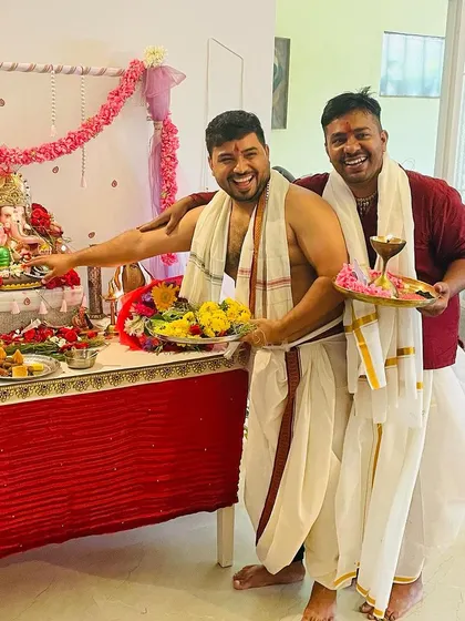 Celebrating Ganesh Chaturthi at home. We cherish our traditions and love sharing these special moments with our community.
