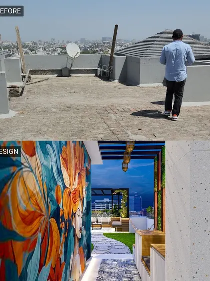 This series of images shows the "before" site next to the "design" render. This is the first step in my process, ensuring you and I are perfectly aligned on the vision before any construction begins.
