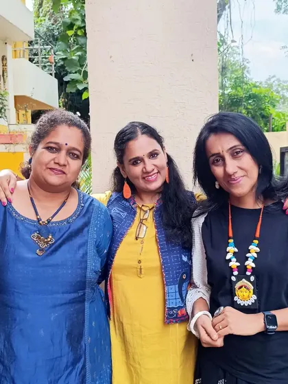 With fellow storytellers Ramya Srinidhi and Lavanya Prasad. Collaboration is key to creating rich and diverse experiences for the children.