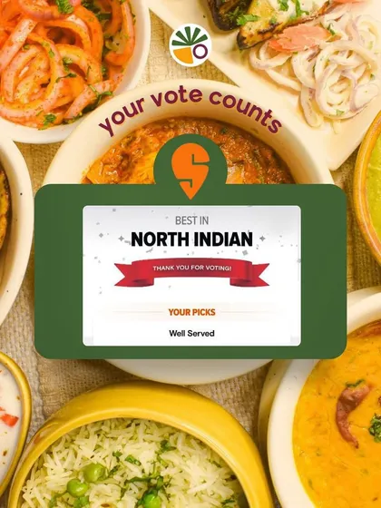 Your vote counts! This graphic is a call to action for my lovely customers to vote for me as the 'Best in North Indian' on Swiggy.