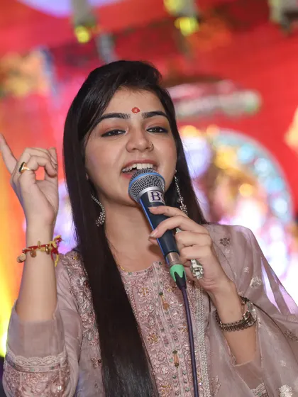 A close-up shot from a performance, capturing the devotion I pour into every song. This image reflects the spiritual essence of my Guru Purnima offering.