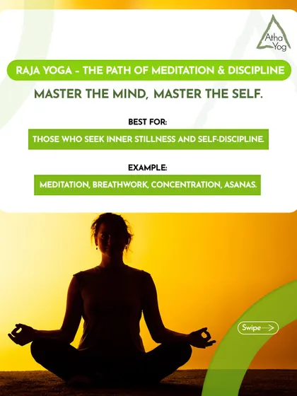 An introduction to Raja Yoga, the path of meditation and discipline. This path is for those who seek inner stillness through practices like meditation, breathwork, and concentration.