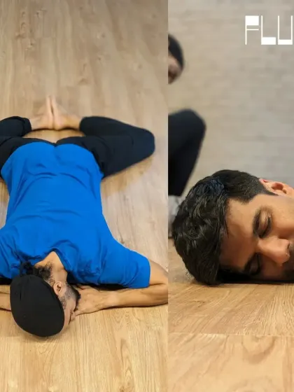 Rest is just as important as work. A student relaxes in a butterfly pose, allowing his muscles to release and recover.