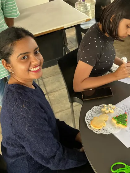 The smiles say it all! It was wonderful to see how focused and enthusiastic everyone was during this corporate cookie decorating event.