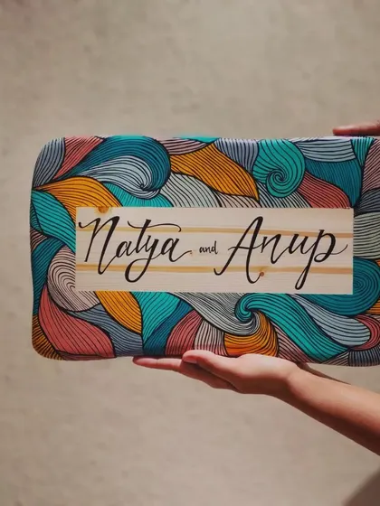 A duplicate of 166, this hand-painted boho name plaque, with its intricate line art and vibrant colors, is a perfect example of how we bring your unique story to life.