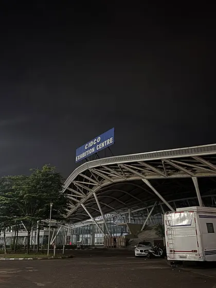 The calm before the storm. The view of the CIDCO Exhibition Centre before the gates opened for the Raas Rangat Garba event.