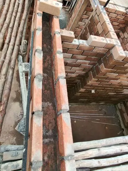 A detail of the brick bond and corner construction.
