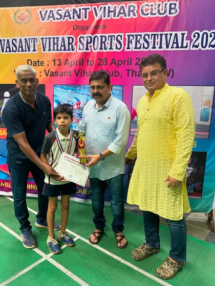 Vivan Bhanushali, the runner-up in the Boys U-13 category, with his award. A great effort from a promising player.