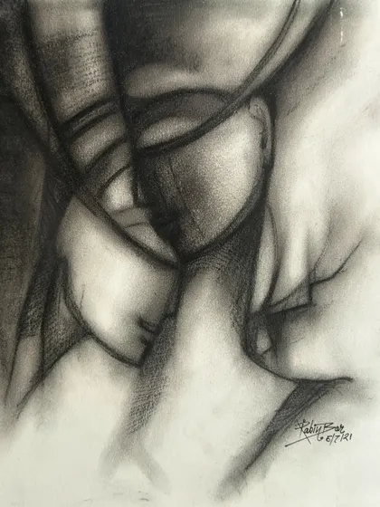 I also create dramatic black and white charcoal drawings. This medium is great for custom portraits or strong, emotional pieces that convey a lot of feeling with simple, powerful lines on handmade paper.