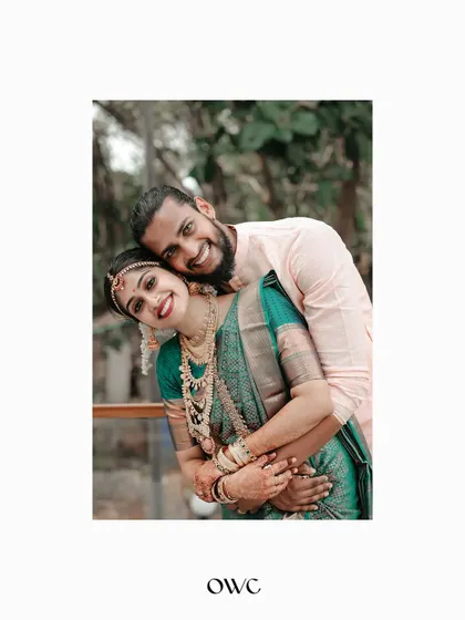 A sweet and intimate portrait of a couple, framed to highlight their connection.