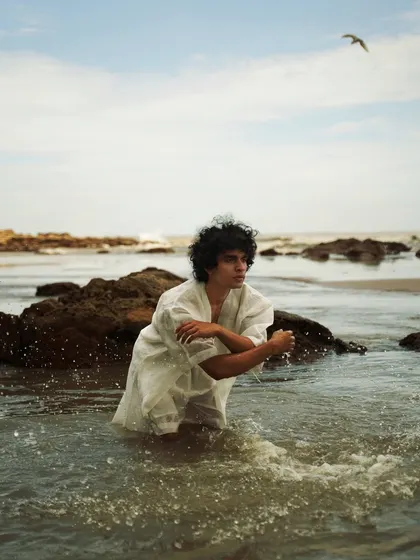 A complete editorial series shot at the beach. It showcases a range of looks and moods, from athletic and powerful to quiet and contemplative, providing great versatility for a portfolio.