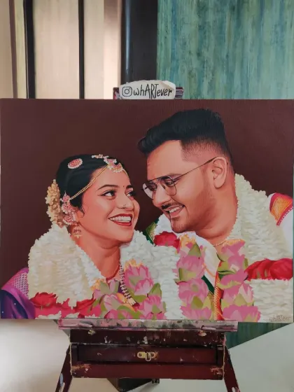 A beautiful wedding portrait commissioned as a special anniversary gift. We worked from a favorite photo to create this hand-painted memory that the couple can cherish forever.