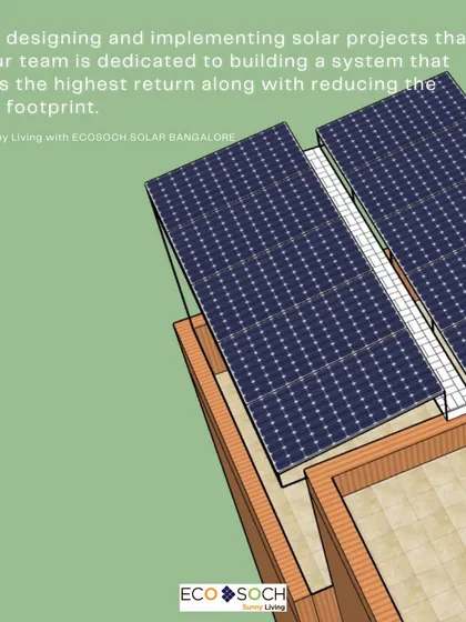 A 3D design rendering of a residential solar project. We are dedicated to building systems that deliver the highest return on investment while reducing the carbon footprint, ensuring our projects are designed to last.