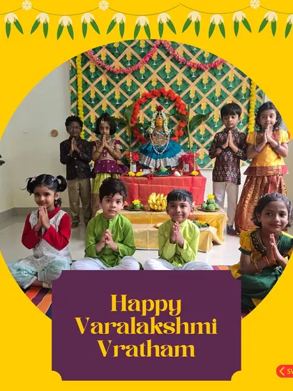 Little devotees with big hearts. Children learn about rituals and values as they participate in the Varalakshmi Vratham celebration, fostering respect and cultural awareness.