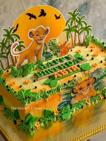 Hakuna Matata! This Lion King sheet cake was so much fun to make. I used a combination of printed toppers and buttercream piping to create a vibrant jungle scene. The Rabdi Gulab Jamun flavour made it an extra special Indian fusion treat.