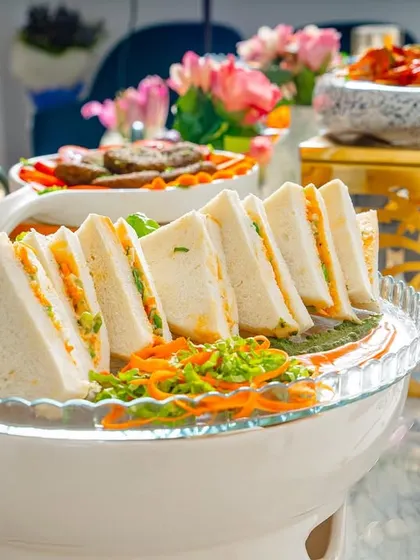 A classic for high tea events, our stuffed veg mayo sandwiches are light, creamy, and delicious.
