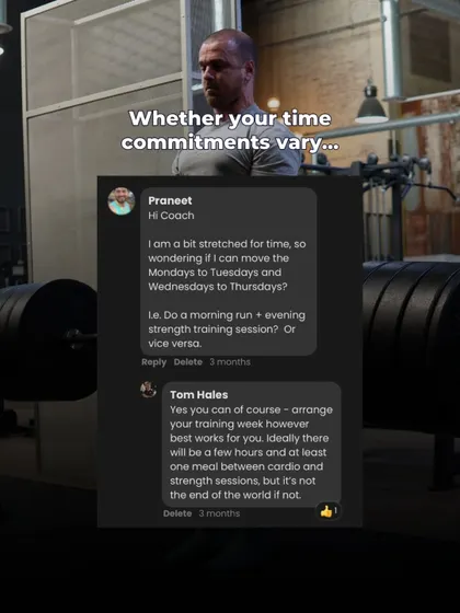 Life gets busy. This client needed to adjust their training days, and we provided guidance on how to do it effectively. The program works for you, not the other way around.