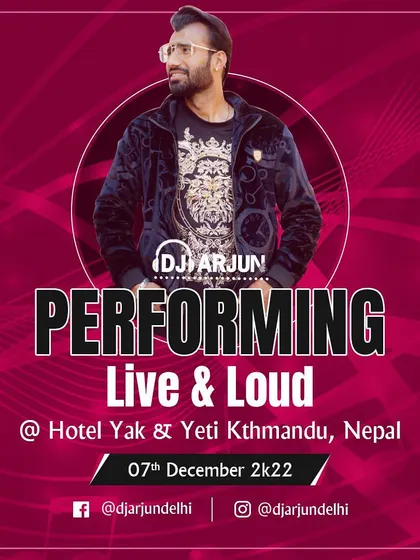 My gig poster for a performance in Kathmandu, Nepal. My services are not limited by borders; I am equipped and ready to travel for your special day.