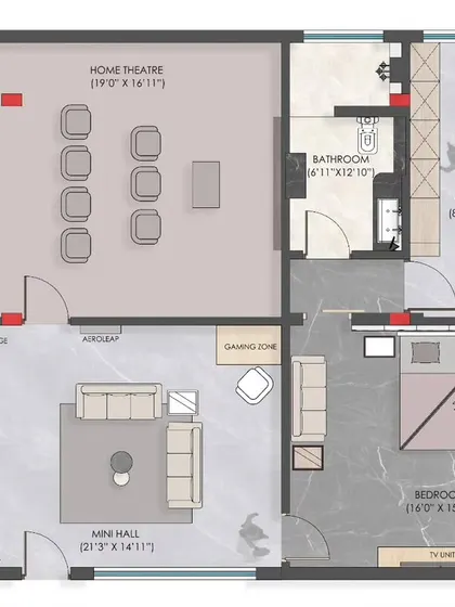 The 'After' floor plan for Project M&M, illustrating our transformation. We redefined the single large room into three distinct zones: a multi-purpose living area, a private bedroom, and a luxurious walk-in wardrobe that connects to a single, elegant ensuite.