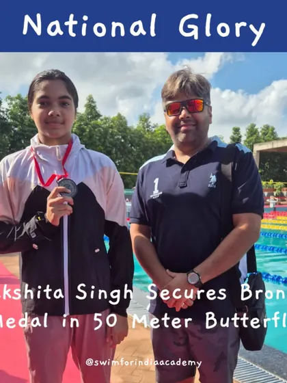 National glory for Lakshita Singh, securing a bronze medal in the 50m Butterfly at the CBSE National Championship. She makes our academy and Haryana proud.