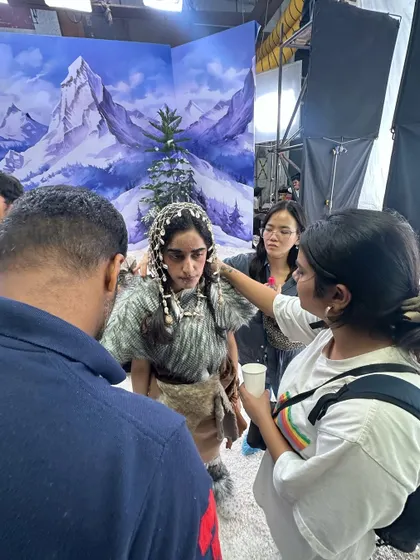 Behind the scenes of a fantasy-themed shoot for IGP. Creating this frost-bitten look involved layering different products to achieve a realistic, textured effect.