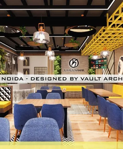 Our design expertise extends to commercial spaces. This 3D visualization for a restaurant in Noida shows how we create vibrant, inviting atmospheres that reflect the brand's identity and enhance the customer experience.