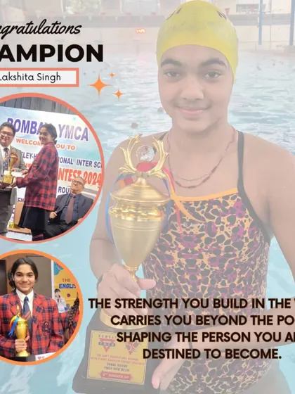 We celebrate success both in and out of the pool. Lakshita's achievement in the English Elocution contest shows that the strength built in water carries you far in life.