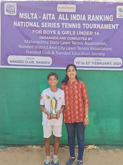 Aarav with his mother after his U-14 National Series win. The dedication of our players' families is a huge part of their success story.