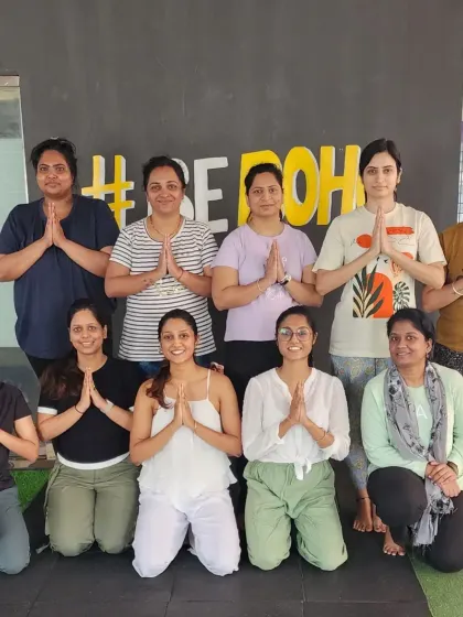 A happy group photo after a rejuvenating yoga session. The smiles say it all. This is our yoga community, our #goodvibetribe.