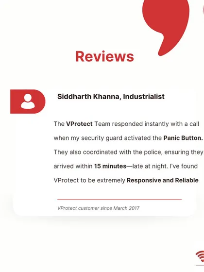 When every second matters, we deliver. Industrialist Siddharth Khanna shares his story of activating the panic button late at night. Our team responded instantly with a call and coordinated with the police, who arrived within 15 minutes, proving our service is both responsive and reliable.