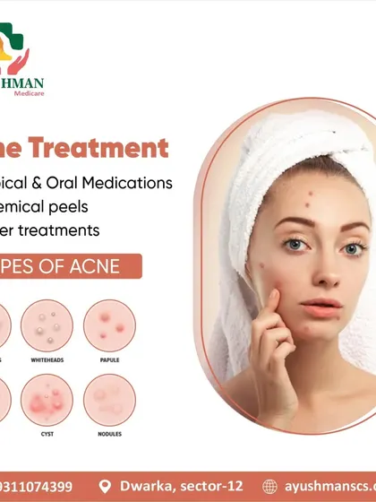 We treat various types of acne, from blackheads and whiteheads to more severe cysts and nodules. Our treatment options include topical and oral medications, chemical peels, and advanced laser treatments.