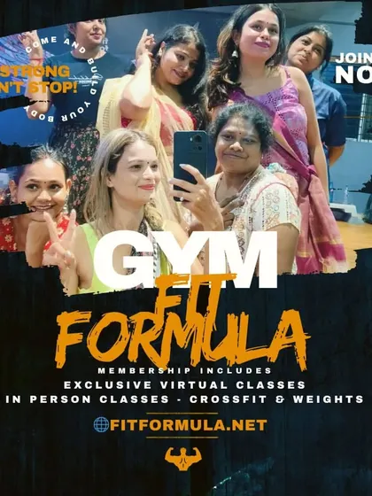 An invitation to join our group fitness family. We offer a variety of classes, including Zumba, crossfit, and weights, both in-person and virtually.