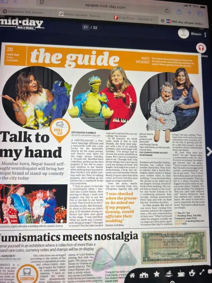 I was so excited to be featured in Mid-Day. It's always a 'wah wah' moment to see my journey from a housewife to a professional ventriloquist recognized in the media.