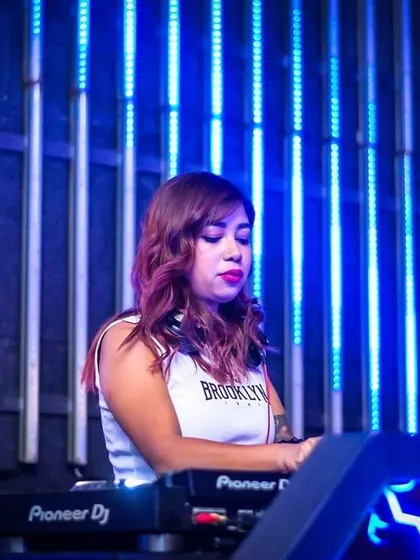 A close-up shot from my gig in Hyderabad. The blue LED background created a futuristic and high-tech feel.