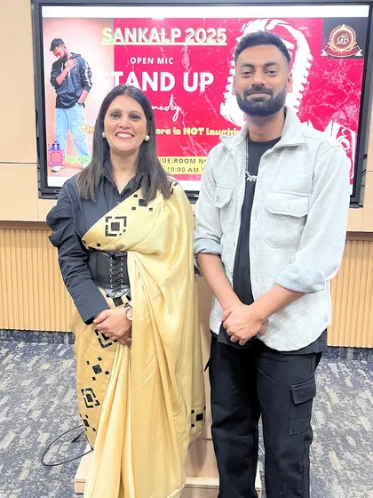 A formal picture at the judge's panel for the stand-up comedy competition. It showcases a different, more serious side of my professional capabilities.