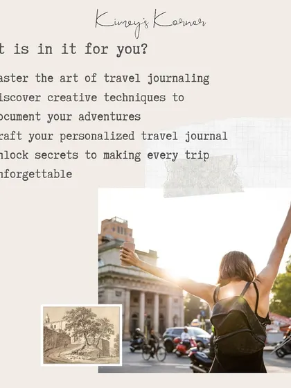 What's in it for you? In the travel journaling workshop, you'll master the art, discover creative techniques, and craft a personalized journal.