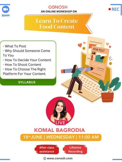 My "Learn To Create Food Content" workshop helps you decide what to post and how to shoot it. I'll guide you on choosing the right platform and creating content that attracts your ideal audience.