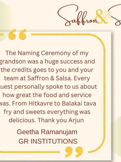 Testimonials like this make us feel so happy and proud. After catering this naming ceremony, we received three new referrals from guests who attended the event.