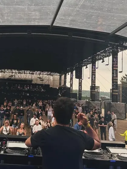 Getting the crowd going at Extrema Outdoor. It's all about that connection and sharing the love for electronic music.