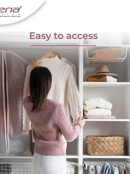 Our modular wardrobes are designed to be easy to access. We plan the layout of shelves, drawers, and hanging rods based on your specific requirements.