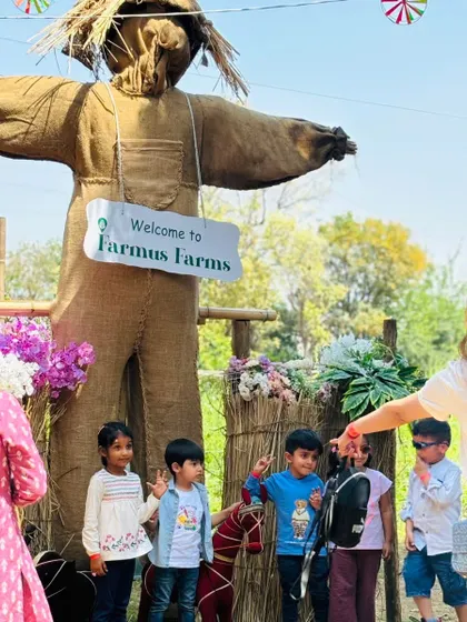 A glimpse of our welcome area for the 'Jungle Holi Kids Carnival'.