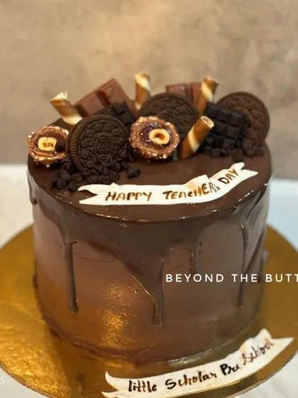 A rich chocolate overload cake made to celebrate a special teacher.